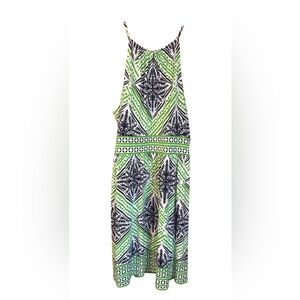 London Times Green and Blue Patterned Women’s One Piece Dress